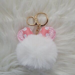 Minnie Mouse Ears Puff Keychain